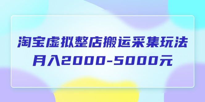 淘宝虚拟整店搬运采集玩法分享课:月入2000-5000元