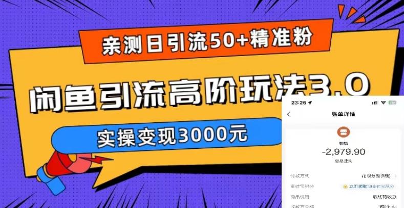 日引50+精准粉,闲鱼引流高阶玩法3.0,实操变现3000元